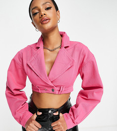 Укороченная джинсовая куртка розового цвета ASYOU-Розовый цвет