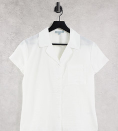 Пижамная рубашка белого цвета из легкой жатой ткани от комбинируемого комплекта Loungeable Petite – Выбирай и Комбинируй-Белый