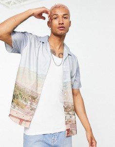 Рубашка с отложным воротником, короткими рукавами и сплошным принтом пустыни Mennace-Multi