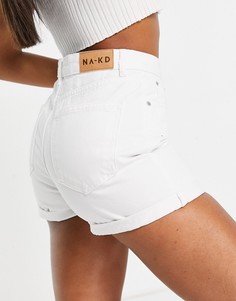 Белые джинсовые шорты из органического хлопка в винтажном стиле с отворотами NA-KD-Белый