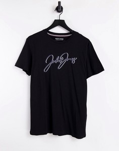 Черная футболка с логотипом-надписью Jack & Jones-Черный цвет