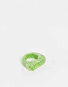Зеленое пластиковое кольцо с мраморным дизайном ASOS DESIGN-Многоцветный