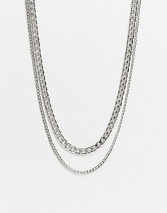 Двухрядное ожерелье-цепочка Burton-Серебристый