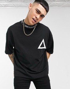 Черная oversized-футболка с логотипом на воротнике ASOS Unrvlld Spply-Черный цвет