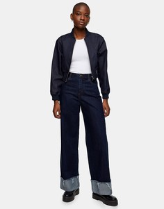 Широкие джинсы цвета индиго Topshop-Голубой