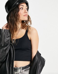 Черная базовая майка в рубчик Topshop-Черный