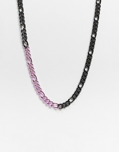 Ожерелье-цепочка плетения «фигаро» цвета пушечной бронзы с фиолетовой застежкой-карабином WFTW-Черный цвет
