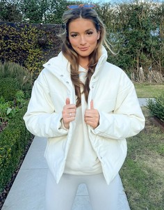 Кремовая куртка из искусственной кожи NA-KD-Белый