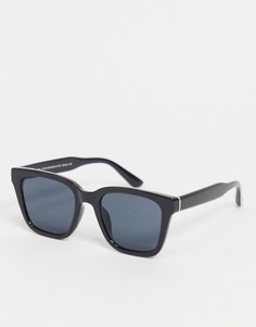 Черные солнцезащитные очки в крупной D-образной оправе New Look-Черный