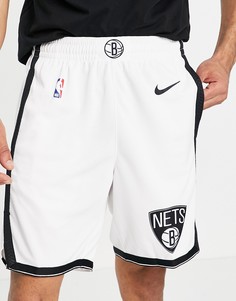 Белые шорты команды Brooklyn Nets Nike Basketball NBA Swingman-Белый