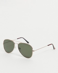 Золотистые солнцезащитные очки-авиаторы New Look-Золотистый