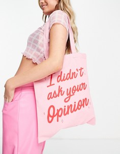 Розовая парусиновая сумка-тоут с надписью "Opinion" Skinnydip-Розовый цвет