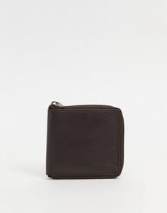 Кожаный бумажник с круговой молнией Urbancode-Коричневый цвет