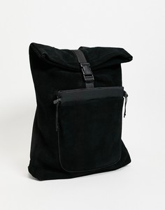 Кожаный рюкзак-тоут с подворачиваемым верхом Urbancode-Черный