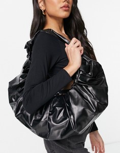 Черная сумка на плечо изогнутой формы со сборками Ego-Черный цвет