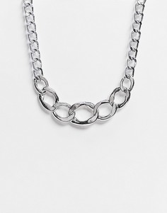Серебристое ожерелье в виде цепочки с крупными звеньями Ego-Серебристый
