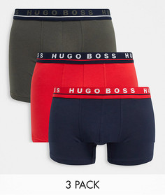 Набор из 3 боксеров-брифов (темно-синий / красный / хаки) BOSS Bodywear