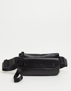 Кожаная узкая сумка через плечо Smith & Canova-Черный цвет