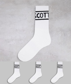 Набор из 3 пар белых спортивных носков с логотипом Lyle & Scott Bodywear-Белый