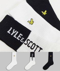 Набор из 3 пар спортивных носков черного и белого цветов с логотипом Lyle & Scott Bodywear-Многоцветный