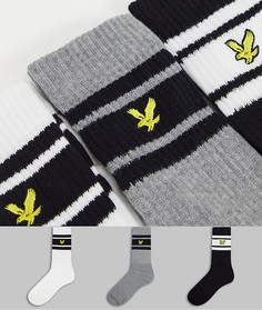 Набор из 3 пар спортивных носков серого, белого и темно-синего цвета с логотипом Lyle & Scott Bodywear-Многоцветный