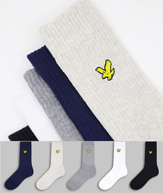 Набор из 5 пар носков черного, белого, серого меланжевого и темно-синего цвета Lyle & Scott Bodywear-Многоцветный