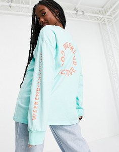 Мятный oversized-лонгслив с логотипом на спине ASOS Weekend Collective-Зеленый цвет