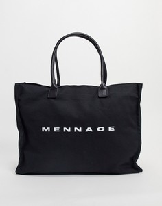 Черная сумка-тоут из плотной парусины с принтом логотипа Mennace-Черный цвет