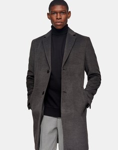 Темно-серое пальто классического кроя Topman Considered-Серый