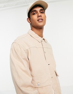 Светло-бежевая джинсовая куртка с карманами Topman-Нейтральный