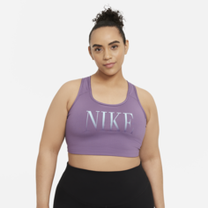 Спортивное бра без вкладыша со средней поддержкой и графикой Nike Dri-FIT Swoosh (большие размеры) - Пурпурный
