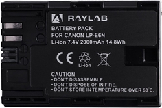 Аккумулятор для фотокамеры RAYLAB 2000 мАч (RL-LPE6N)