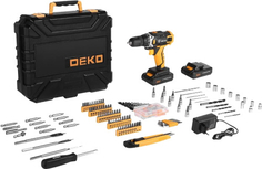 Аккумуляторная дрель-шуруповерт DEKO DKCD20 FU-Li + 193 аксессуара (063-4179)