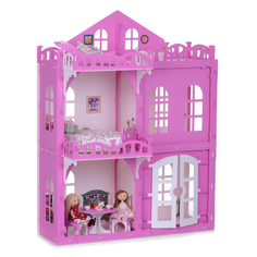 Игровой домик KRASATOYS Элизабет бело-розовый с мебелью для кукол (розовый)