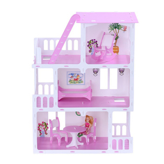 Игровой домик KRASATOYS Маргарита бело-розовый с мебелью для кукол (розовый)