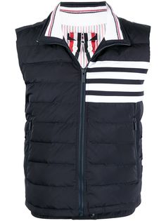 Thom Browne дутый жилет с полосками 4-Bar