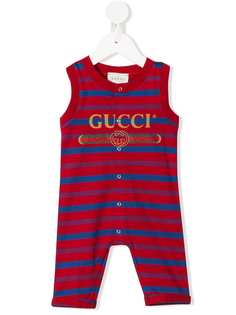 Gucci Kids ромпер в полоску с логотипом