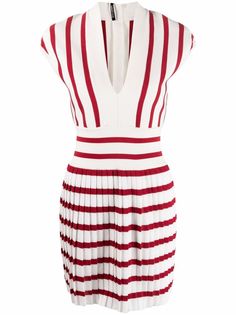 Balmain плиссированное платье в полоску