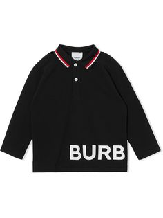 Burberry Kids рубашка поло с длинными рукавами и логотипом
