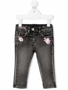 Monnalisa джинсы с цветочной вышивкой