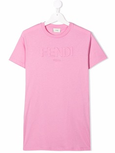 Fendi Kids платье-футболка с тисненым логотипом