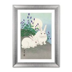 Репродукция картины в раме rabbits , 1920г. (картины в квартиру) серый 60x80 см.