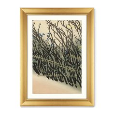 Репродукция картины в раме hedge from momoyogusa–flowers, 1909г. (картины в квартиру) золотой 60x80 см.
