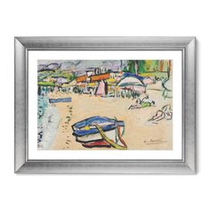 Репродукция картины в раме on the beach, south of france , 1915г. (картины в квартиру) бежевый 80x60 см.