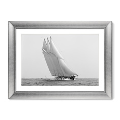 Репродукция картины в раме wilson marshall s schooner atlantic , 1904г. (картины в квартиру) серый 80x60 см.