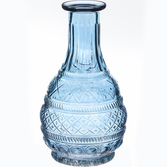 Ваза стеклянная Hakbijl Glass Bottle Pattern голубая 10х18 см