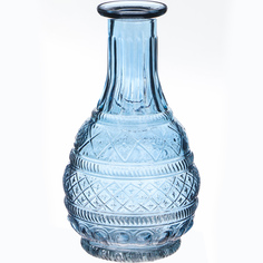 Ваза стеклянная Hakbijl Glass Bottle Pattern голубая 10х18 см