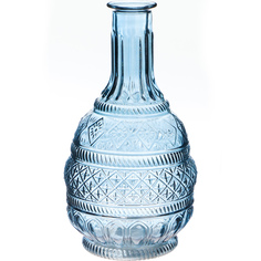 Ваза стеклянная Hakbijl Glass Bottle Pattern голубая 10,5х23 см