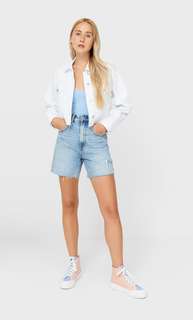 Stradivarius Укороченная Джинсовая Куртка Белый Xs