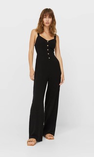 Stradivarius Комбинезон С Пуговицами Черный M